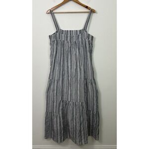 Jenni Kayne Sleeveless Tiered Maxi Summer Dress Navy Stripe XL